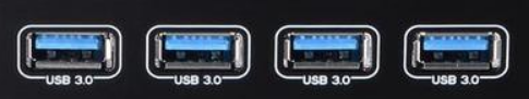 4 rectangular usb 3.0 ports lined up in one row